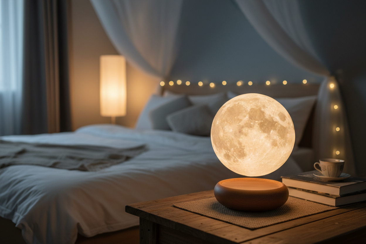 Magnetic Levitation Moon Lamp Lifestyle Shot
